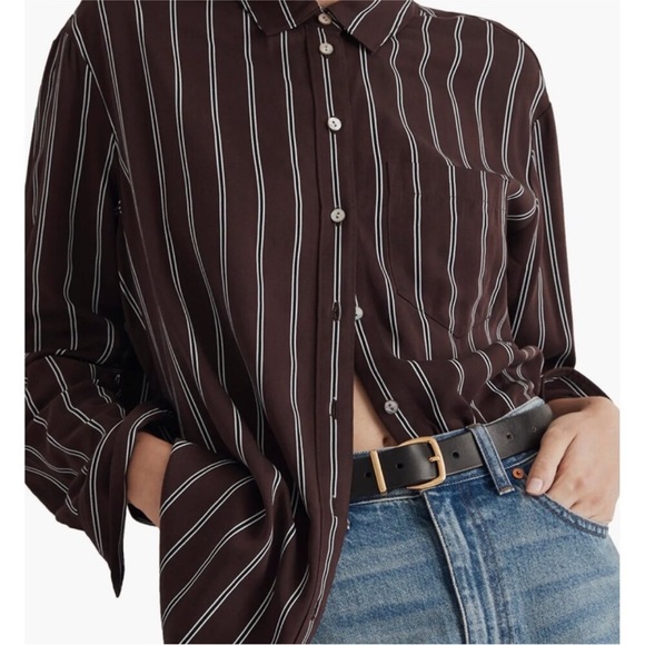 Madewell Tops - Madewell Oversize Satin Boyfriend Button-Up Shirt